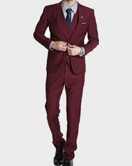 Mens Slimfit Maroon Suit