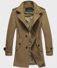 Mens Brown Mid-Length Wool Coat