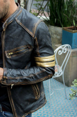 Mens Vintage Cafe Racer Motorcycle Distressed Biker Jacket