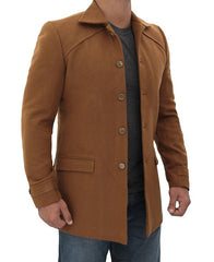 Mens Coffee Brown Wool Coat