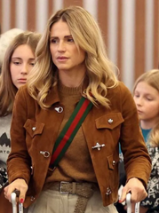 Street Style 2026 Michelle Hunziker Brown Jacket