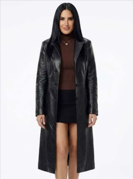 Michelle Saniei 2026 Black Leather Coat
