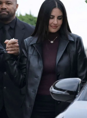Michelle Saniei 2026 Black Leather Coat