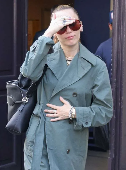 Miley Cyrus Green Trench Coat