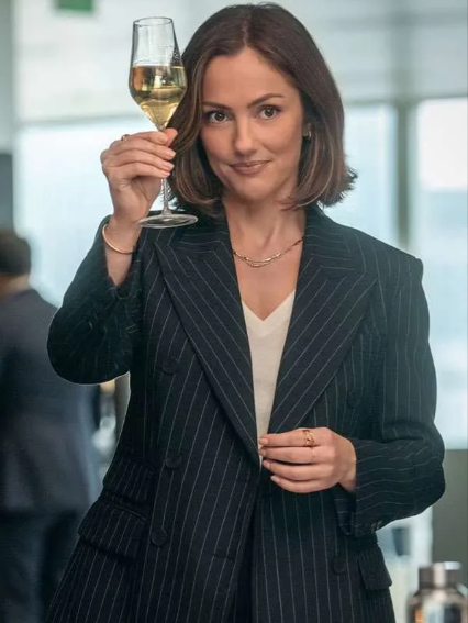 Champagne Problems Minka Kelly Black Striped Blazer