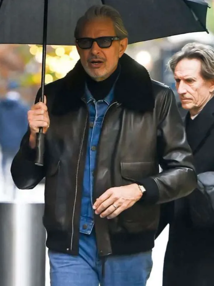 NYC Jeff Goldblum Shearling Leather Jacket
