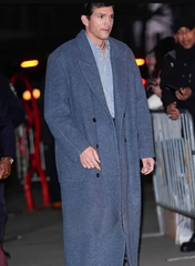NYC 2026 Ashton Kutcher Long Wool Coat