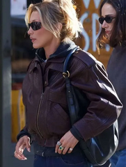NYC 2026 Bella Hadid Leather Jacket