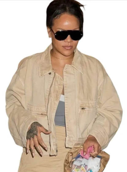 Rihanna NYC Cropped Tan Jacket
