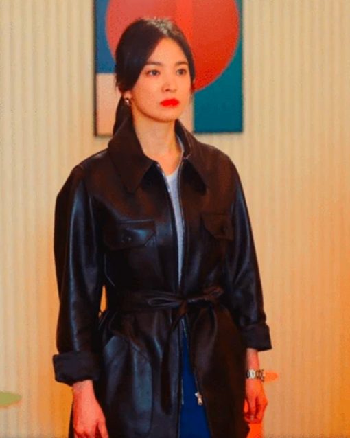 Now We Are Breaking Up Ha Young Eun Belted Leather Jacket