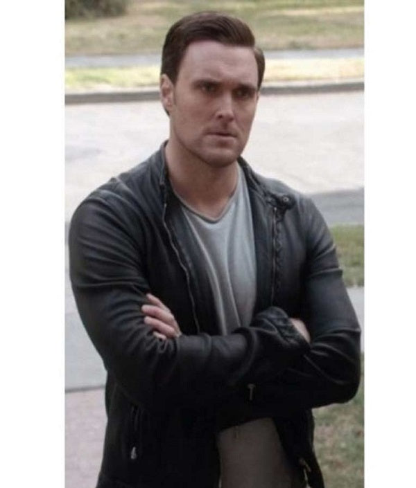 SAS: Red Notice Owain Yeoman Black Leather Jacket