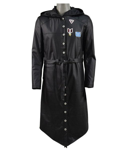 PUBG Black Hooded Trench Coat