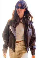 Daisy Edgar-Jones Paris 2026 Brown Leather Jacket