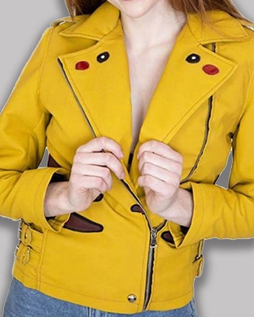 Pikachu Pokemon Yellow Leather Jacket