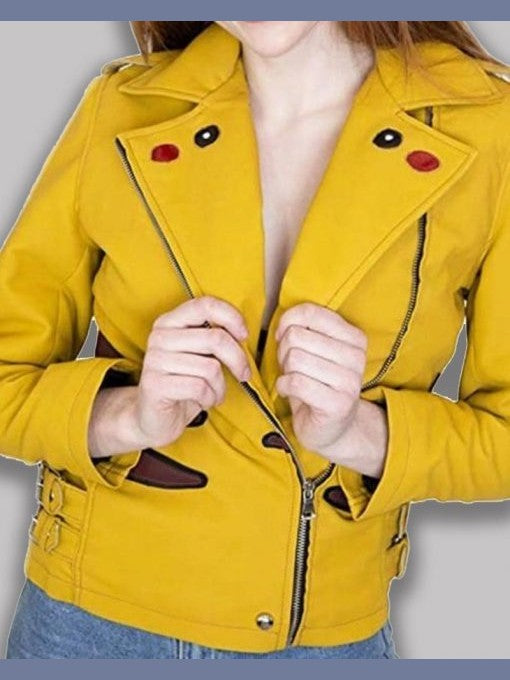Pikachu Pokemon Yellow Leather Jacket