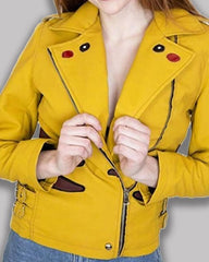 Pikachu Pokemon Yellow Leather Jacket