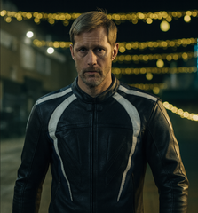 Alexander Skarsgård Pillion Black Leather Jacket