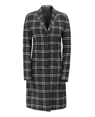 Women Single Breasted Plaid Wool Coat