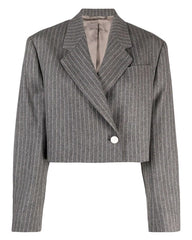 Black-ish Rainbow Johnson Gray Pinstripe Cropped Blazer