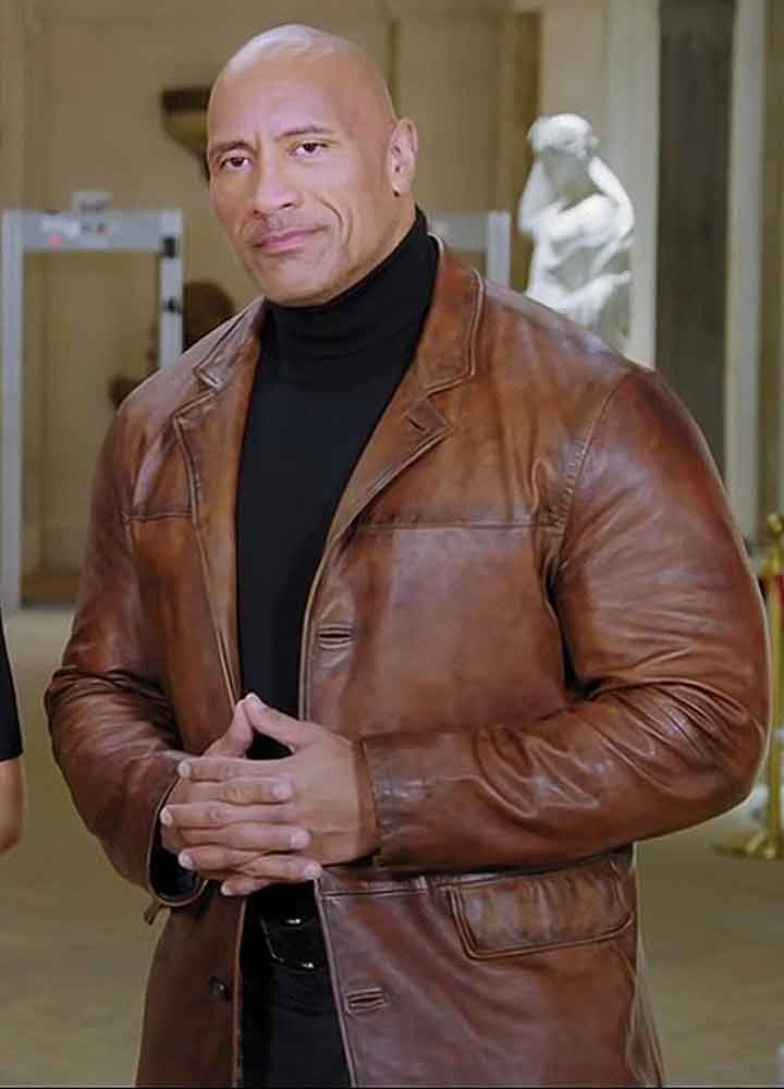 Dwayne Johnson Red Notice Leather Coat