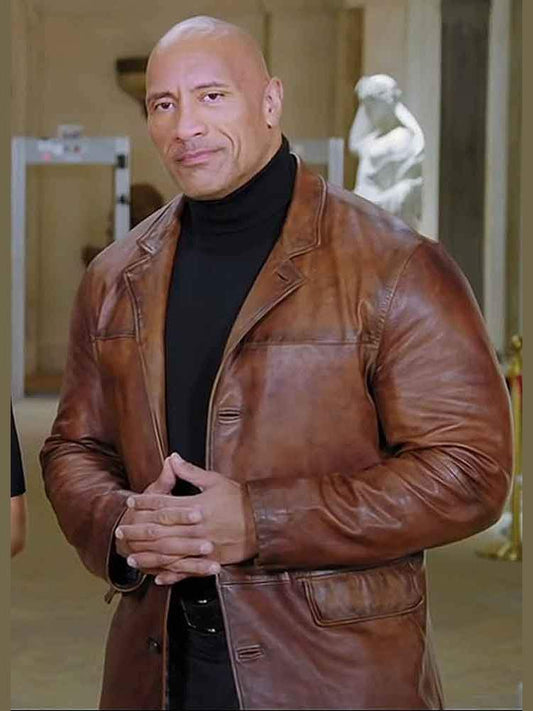 Dwayne Johnson Red Notice Leather Coat