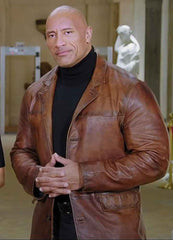 Dwayne Johnson Red Notice Leather Coat
