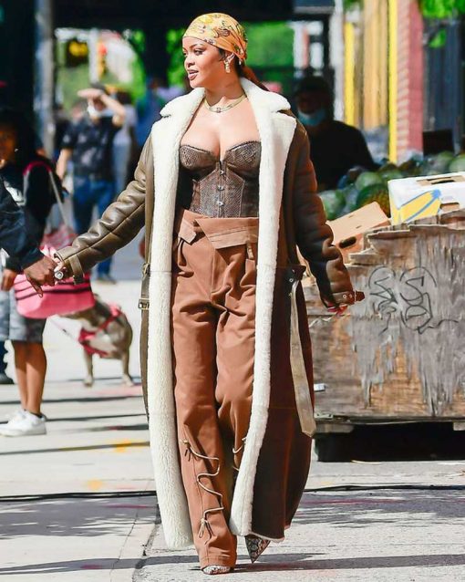 Rihanna Shearling Long Coat
