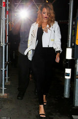 Rihanna White Biker Leather Jacket