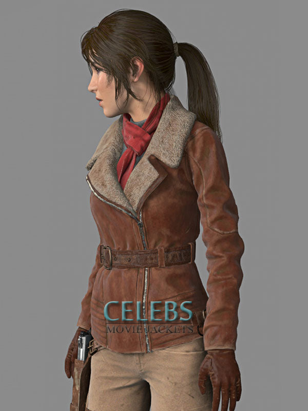 Rise of The Tomb Raider Lara Croft Aviator Brown Jacket