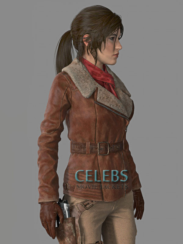 Rise of The Tomb Raider Lara Croft Aviator Brown Jacket