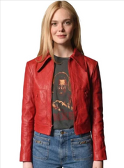 SXSW 2026 Elle Fanning Red Leather Jacket