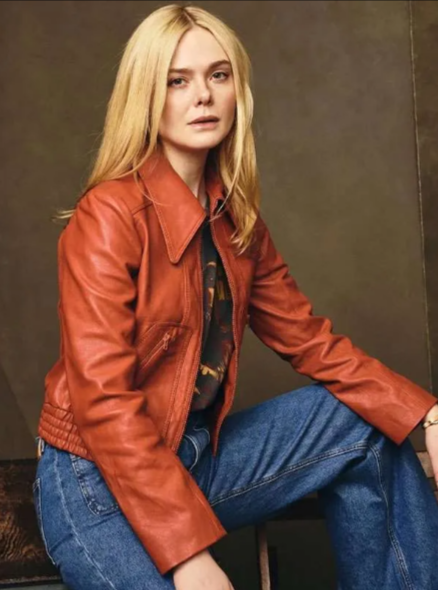SXSW 2026 Elle Fanning Red Leather Jacket