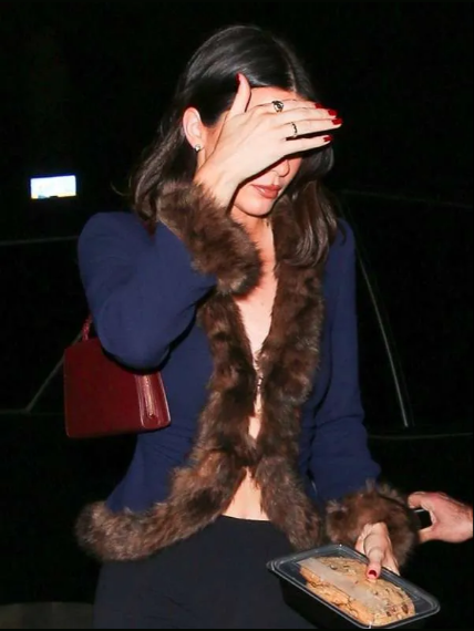Holiday Party 2025 Kendall Jenner Blue Fur Blazer