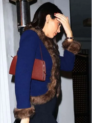 Holiday Party 2025 Kendall Jenner Blue Fur Blazer