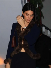 Holiday Party 2025 Kendall Jenner Blue Fur Blazer