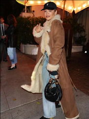 LA 2026 Rita Ora Brown Shearling Coat
