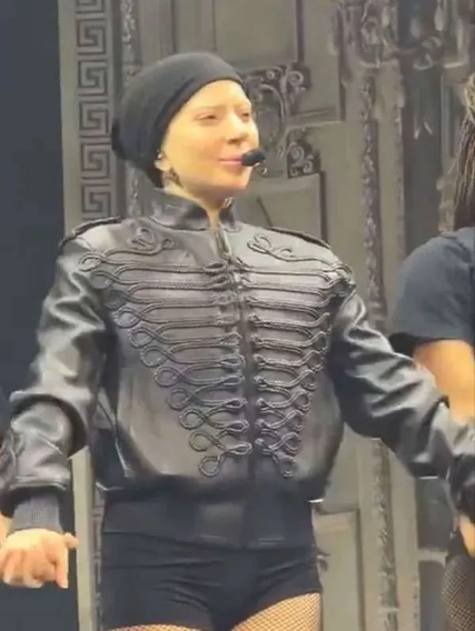 Lady Gaga 2025 Concert Black Leather Jacket