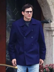 The Beauty Ashton Kutcher Blue Peacoat