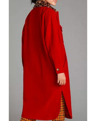 Side Hustle Presley Leopard Collar Red Coat