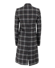 Women Single Breasted Plaid Wool Coat