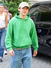 Tom Holland Paris Street Style 2026 Green Hoodie