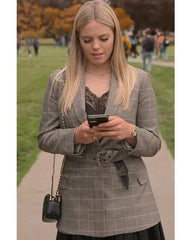 The Sex Lives of College Girls Reneé Rapp Plaid Belted Blazer