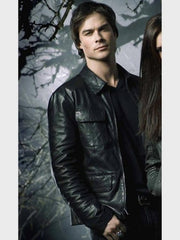 The Vampire Diaries Damon Salvatore Leather Jacket
