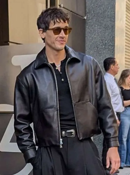 Tom Blyth Good Morning America 2026 Black Leather Jacket