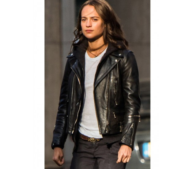Tomb Raider Alicia Vikander Black Leather Jacket