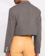 Black-ish Rainbow Johnson Gray Pinstripe Cropped Blazer