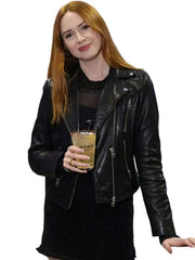 US Open Tennis Karen Gillan Black Leather Jacket