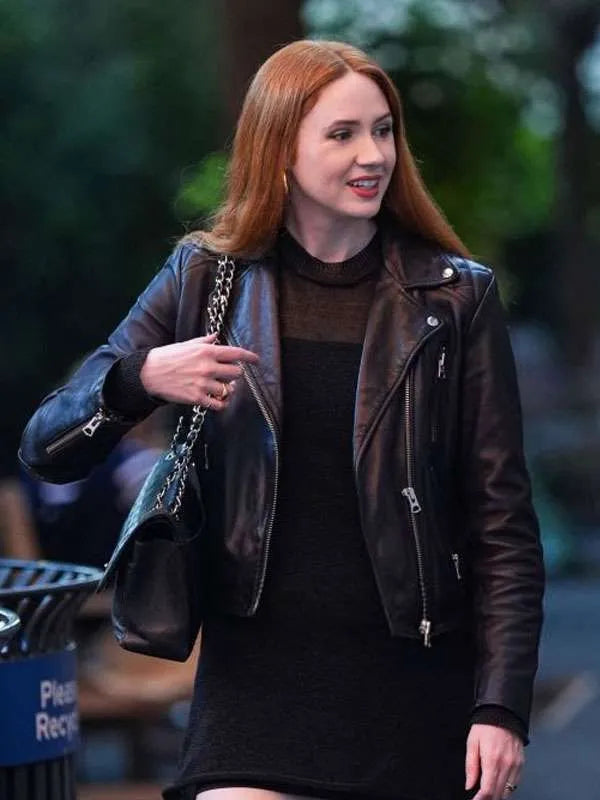 US Open Tennis Karen Gillan Black Leather Jacket
