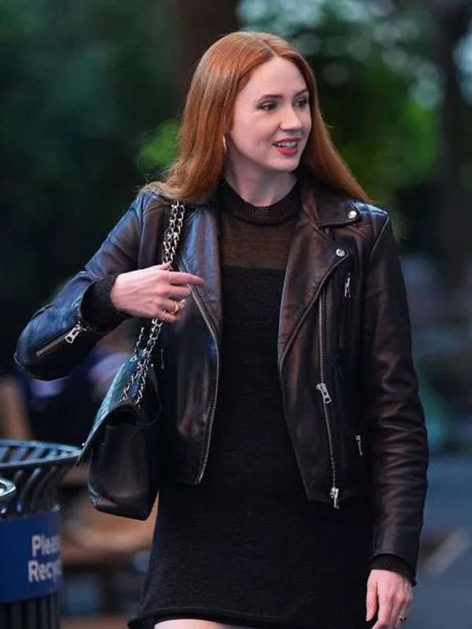 US Open Tennis Karen Gillan Black Leather Jacket