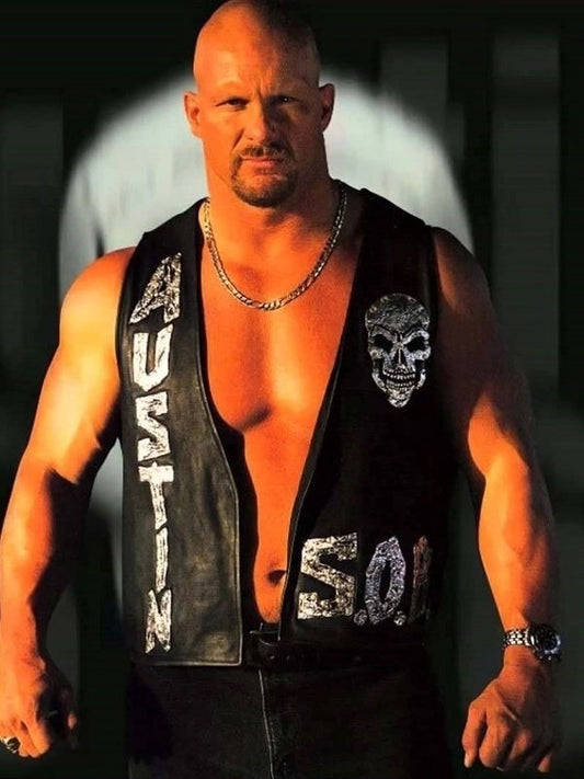 WWE Stone Cold Steve Austin 3:16 Skull Leather Vest